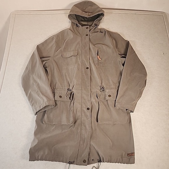 Terre De Marins Olive Army Green‎ Zip Up Long Trench Jacket Size 5 - Picture 1 of 16